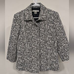 Peter Nygard Black and White Abstract-Print Jacket